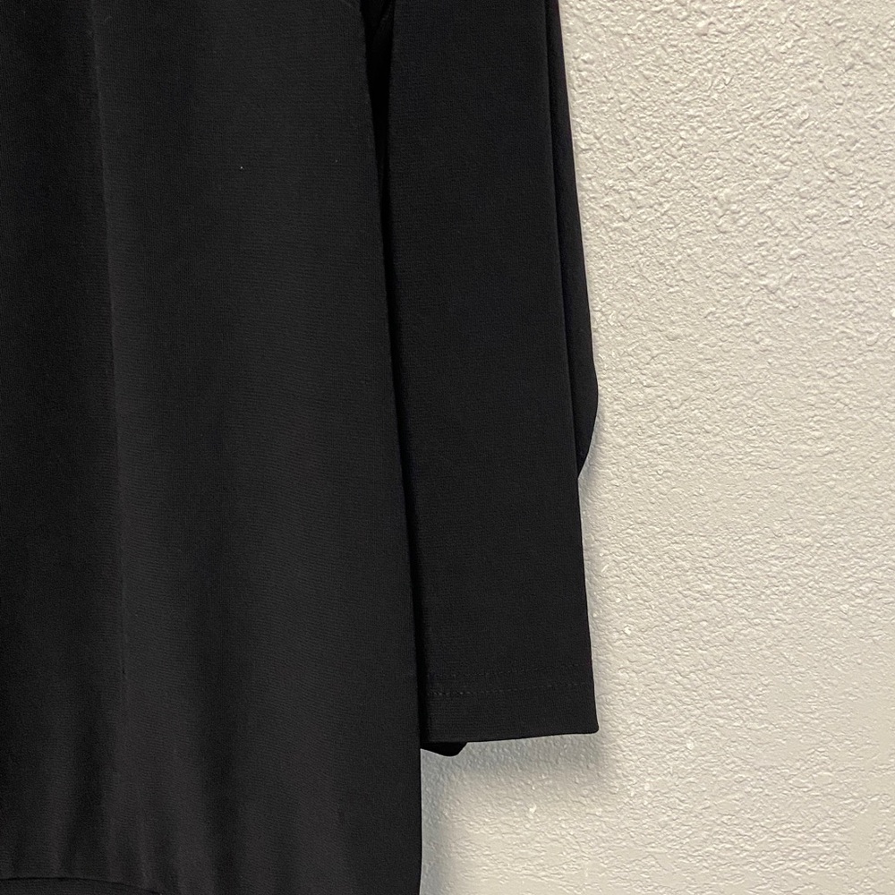 Boston Proper Black Square Neck 3/4 Sleeves Banded Blouson Hem Blouse 3673 - Picture 4 of 10